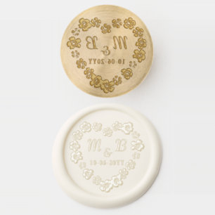 Personalized Monograms And Floral Heart Wreath Wax Seal Stamp