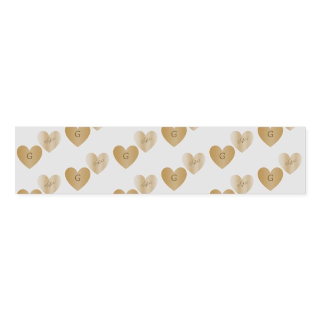 Personalized Monograms, Double the Golden Hearts  Napkin Bands (Unfolded)