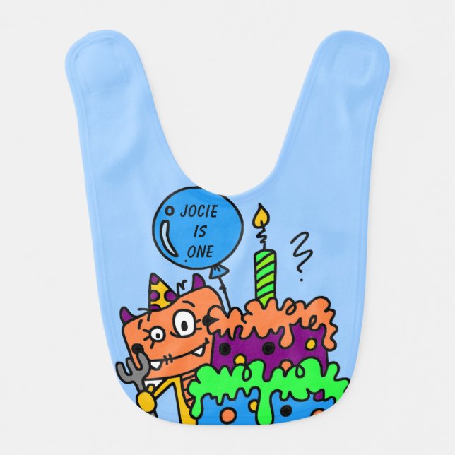 Personalized Monster 1st Birthday Bib (Front)