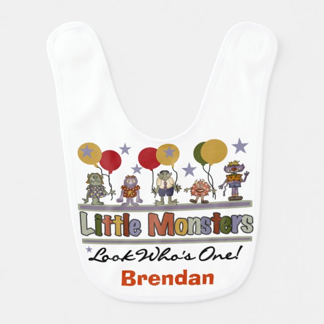 Personalized Monster 1st Birthday Bib (Front)
