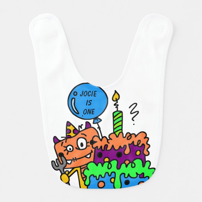 Personalized Monster 1st Birthday Bib (Front)