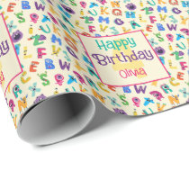 Personalized Monster ABC Silly Alphabet Birthday Wrapping Paper