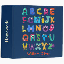 Personalized Monster ABC Silly Alphabet Monsters 3 Ring Binder