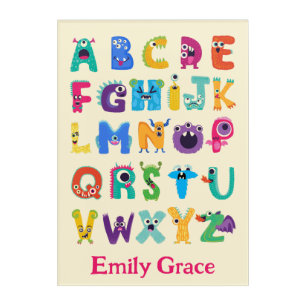 Personalized Monster ABC Silly Alphabet Monsters Acrylic Print