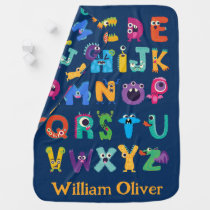 Personalized Monster ABC Silly Alphabet Monsters Baby Blanket