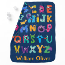 Personalized Monster ABC Silly Alphabet Monsters Baby Blanket