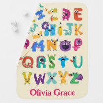 Personalized Monster ABC Silly Alphabet Monsters Baby Blanket