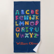 Personalized Monster ABC Silly Alphabet Monsters Beach Towel