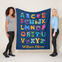 Personalized Monster ABC Silly Alphabet Monsters Fleece Blanket