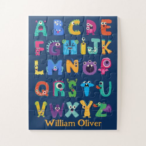 Personalized Monster ABC Silly Alphabet Monsters Jigsaw Puzzle
