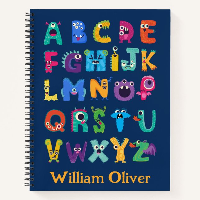 Personalized Monster ABC Silly Alphabet Monsters Notebook (Front)