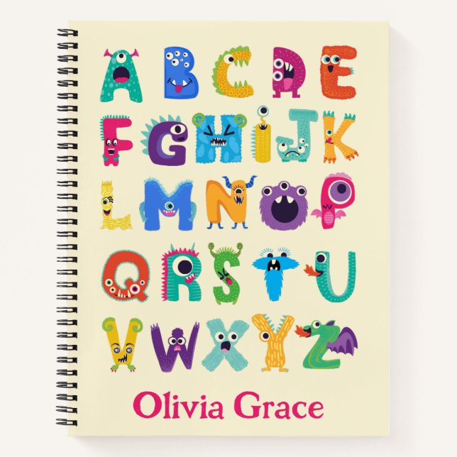 Personalized Monster ABC Silly Alphabet Monsters Notebook (Front)