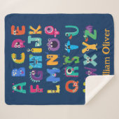 Personalized Monster ABC Silly Alphabet Monsters Sherpa Blanket (Front (Horizontal))
