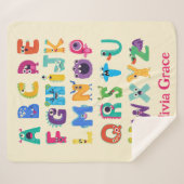 Personalized Monster ABC Silly Alphabet Monsters Sherpa Blanket (Front (Horizontal))