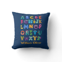 Personalized Monster ABC Silly Monsters Alphabet Throw Pillow