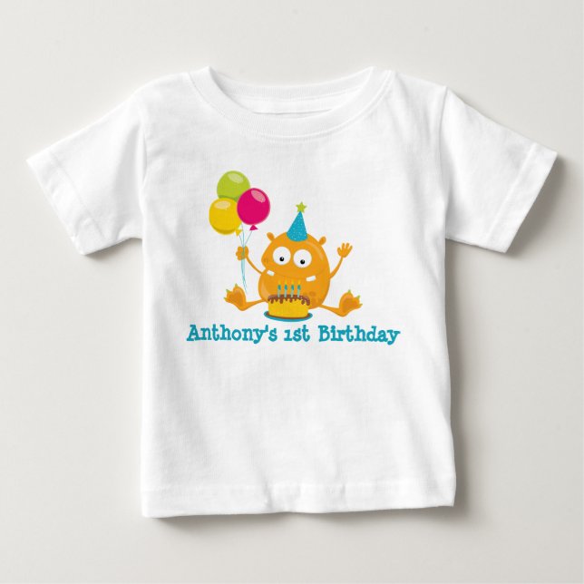 Personalized Monster First Birthday Romper (Front)