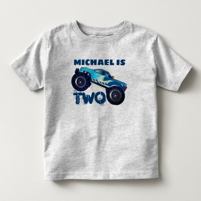 Personalized  Monster Truck 2nd Birthday Toddler T-shirt (Front)