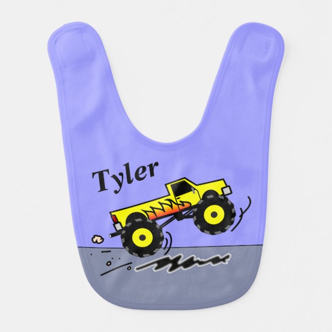 Personalized Monster Truck Bib for Baby Boys