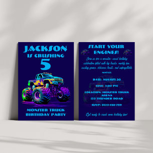 Personalized Monster Truck Birthday Invitation
