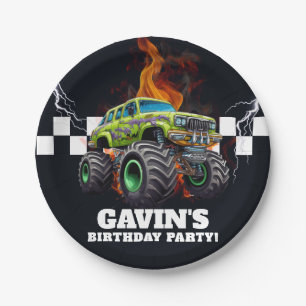 Personalized Monster Truck Birthday Party Paper Plates