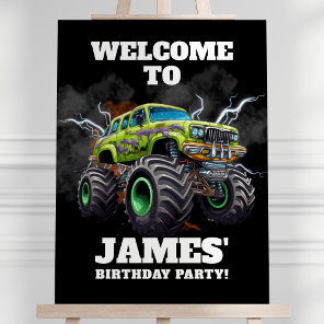 Personalized Monster Truck Birthday Welcome Sign