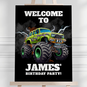 Personalized Monster Truck Birthday Welcome Sign