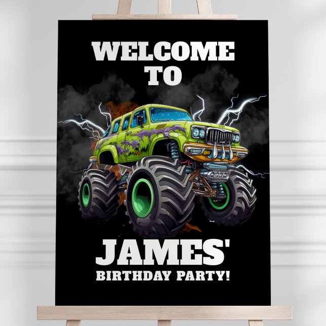 Personalized Monster Truck Birthday Welcome Sign (Creator Uploaded)