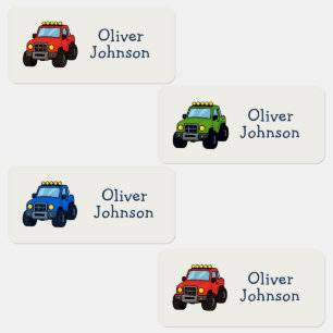 Personalized Monster Truck Clothing Name Kids' Labels