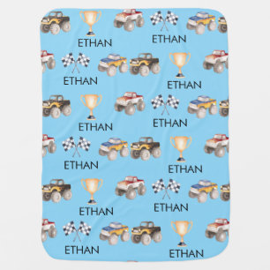 Personalized Monster Truck Custom Baby Name  Blanket