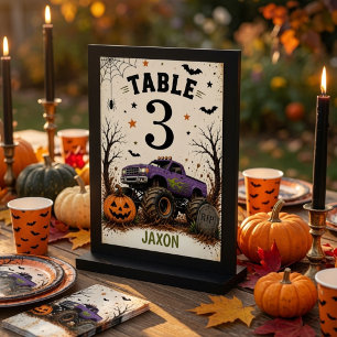 Personalized Monster Truck Halloween Birthday Table Number