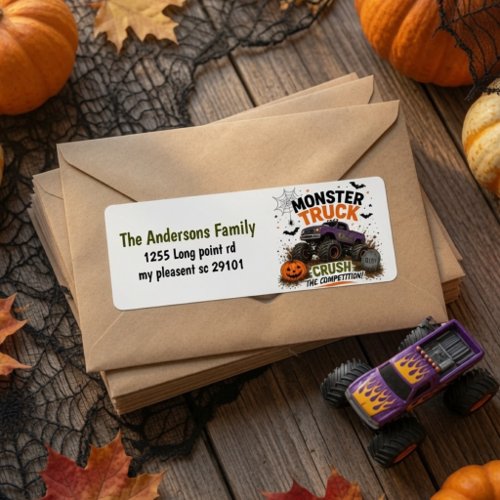 Personalized Monster Truck Halloween Label