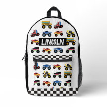 Personalized Monster Truck Kids Backpack