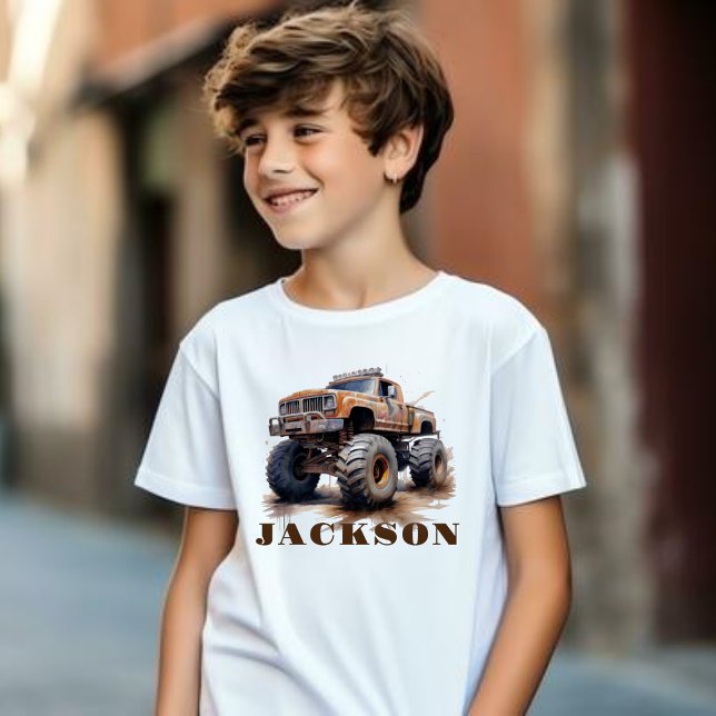 Personalized Monster Truck Name T-Shirt For Kids  (Creator Uploaded)