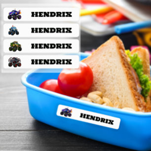 Personalized Monster Truck School Name Labels