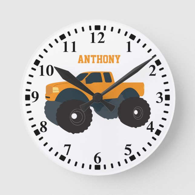 Personalized Monster Truck Vehicle Round Clock (Front)