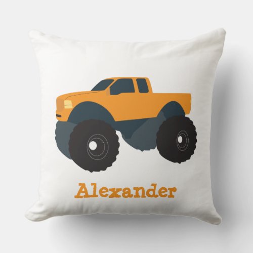 Personalized Monster Truck Vehicle Throw Pillow