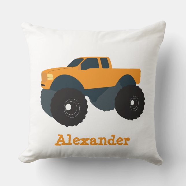 Personalized Monster Truck Vehicle Throw Pillow (Front)