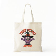 Personalized Monster With Trick or Treat Tote bag