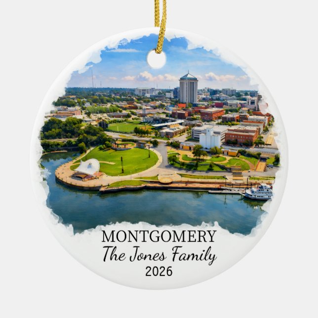 Personalized Montgomery Ornament, Custom Alabama Ceramic Ornament (Front)