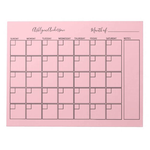 Personalized Monthly Planner Notepad