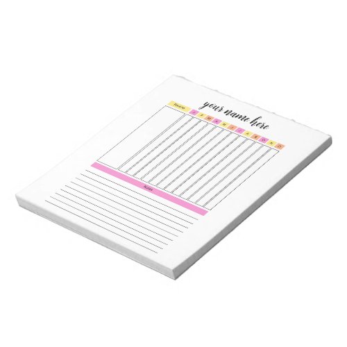 Personalized Monthly Routine Kids Notepad