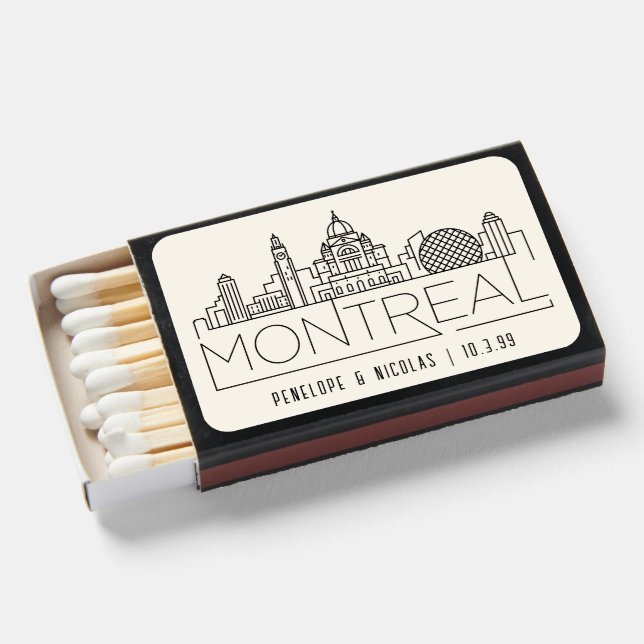 Personalized Montreal Wedding Favor Matchboxes (Front Open)