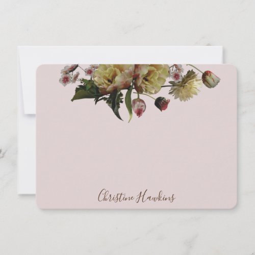 Personalized Moody Elegant Wildflower Floral Blush Note Card