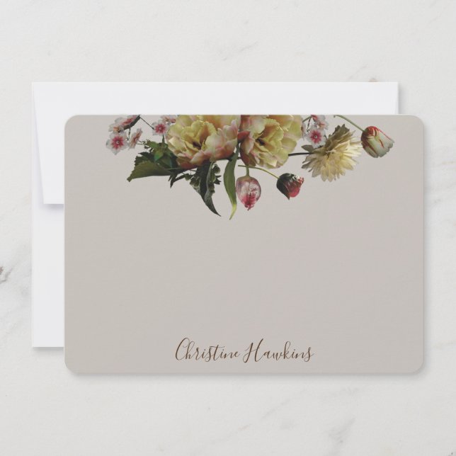 Personalized Moody Elegant Wildflower Floral  Note Card (Front)