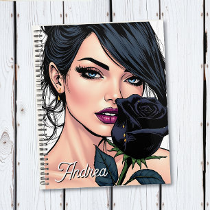 Personalized Moody Gothic Woman with Rose Planner