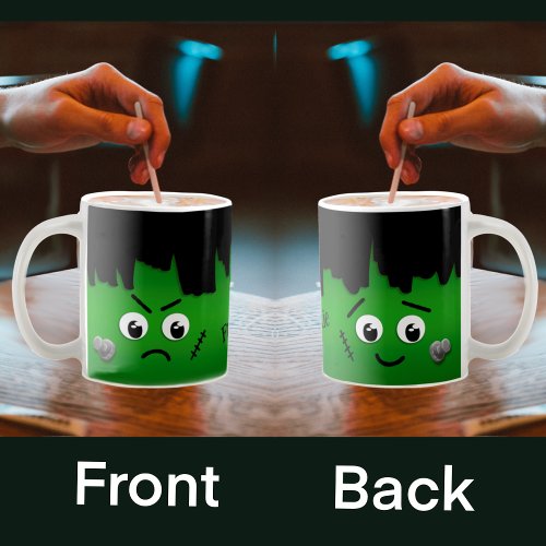 Personalized Moody Happy Sad Frankenstein Face  Coffee Mug