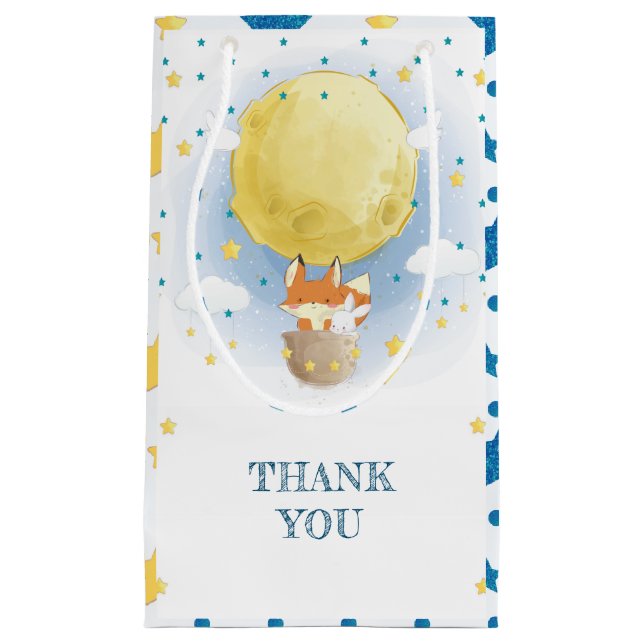 Personalized Moon Air Balloon Favor Small Gift Bag (Front)