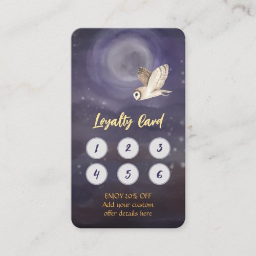 Personalized Moon and Owl Loyalty Card