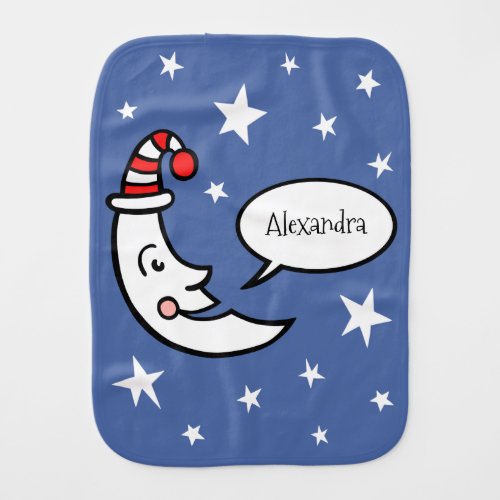 Personalized Moon and Stars Baby Baby Burp Cloth