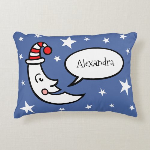 Personalized Moon and Stars Throw Pillow Cushion